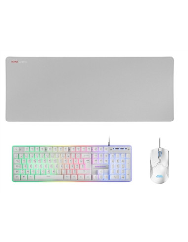 Kit teclado + raton mars gaming mcpxwfr rgb blanco + alfombrilla frances