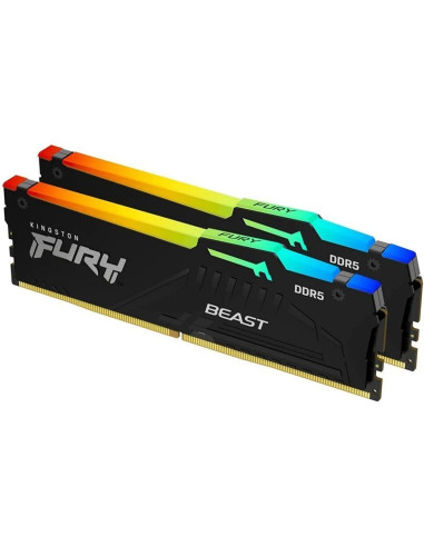 Memoria ram ddr5 32gb 2x16gb kingston - 5200 mhz - pc5 - 41600 - fury beast rgb - cl36 - 1.25v