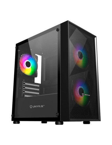 Caja ordenador gaming unyka mir b200 matx argb cristal templado negro