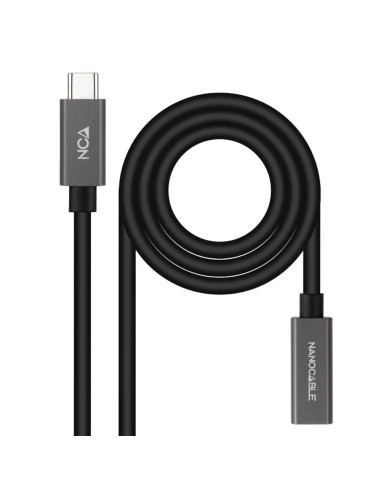 Cable usb tipo c nanocable 0.5m -  macho - hembra -  negro