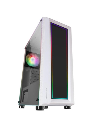 Caja ordenador mars gaming mc - art atx argb cristal templado blanco