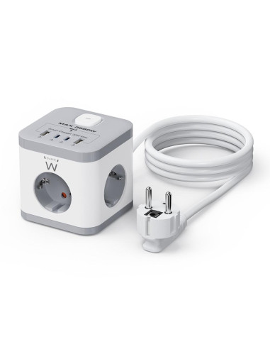 Regleta sobremesa ewent ew3863 3x schuko -  2x usb tipo a -  2x usb tipo b