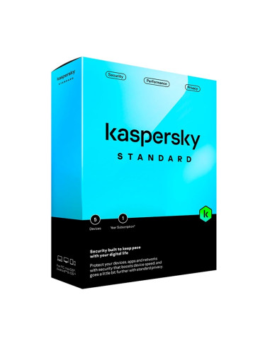 Antivirus kaspersky standard 5 dispositivos 1 año en caja