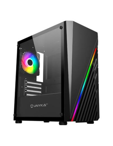 Caja ordenador gaming unykach mini glayze argb stripe -  black micro atx