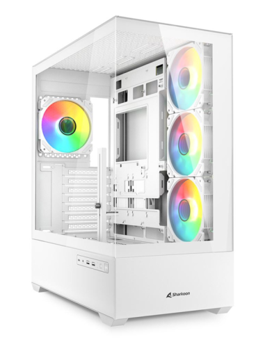 Caja gaming sharkoon ak6 tgv atx blanco 4xvent 120mm 2xusb sn fuente