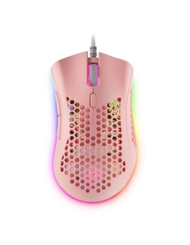 Mouse raton mars gaming optico usb 7 botones 32000ppp rgb rosa