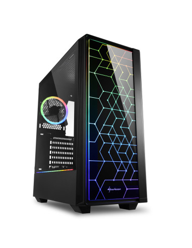 Caja sharkoon lit 100 atx 2 x usb 3.0 rgb sin fuente negro