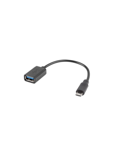 Adaptador lanberg otg usb micro(m) 2.0 a usb - a(h) 15 cm negro