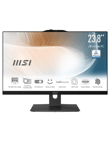 Ordenador all in one aio msi am242p - 1241es i7 - 1255u 16gb ssd 512gb freedos 23.8pulgadas negro