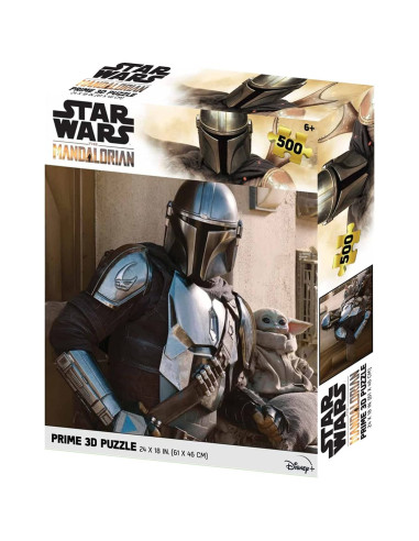 Puzle lenticular prime 3d 500 piezas the mandalorian el mandaloriano mando & grogu