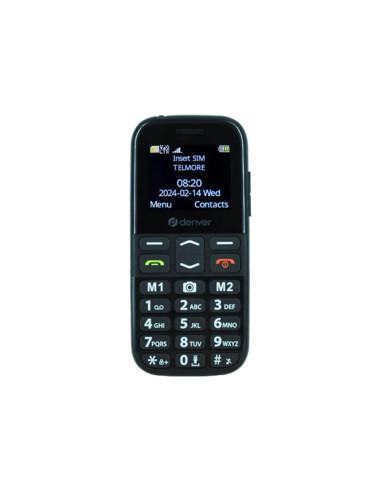 Telefono movil denver bas - 18600l 1.77 pulgadas - sms - quand band - camara - boton sos - para mayores