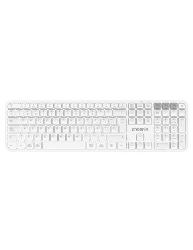 Teclado inalámbrico multidispositivo phoenix k300 blueooth dual y 2.4ghz blanco