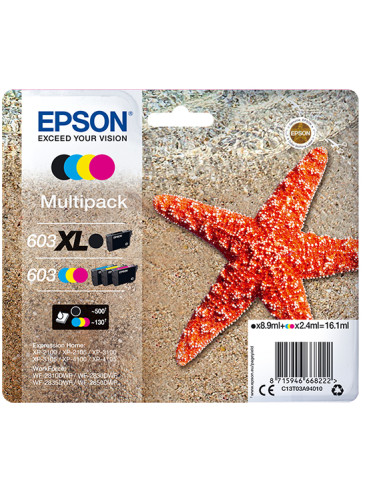 Multipack cartucho tinta epson 603xl c13t03a94010 negro -  cian -  amarillo -  magenta -  estrella de mar