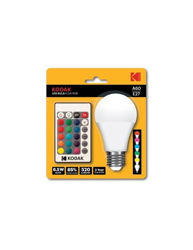 Bombilla led kodak rgb a60 - e27 -  6.5w55w - mando a distancia