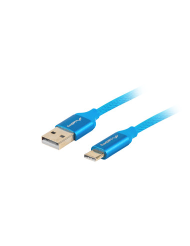 Cable usb lanberg 2.0 macho -  usb tipo c macho quick charge 3.0 1m azul