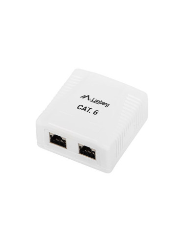 Roseta lanberg de superficie cat.6 ftp 2x toma rj45 blanco