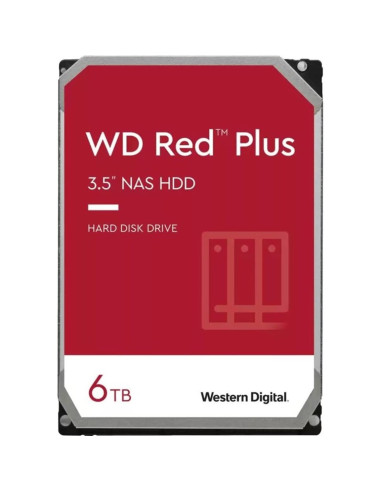 Disco duro interno hdd wd western digital nas red plus wd60efpx 6tb 6000gb 3.5 pulgadas sata3 5400rpm 256mb