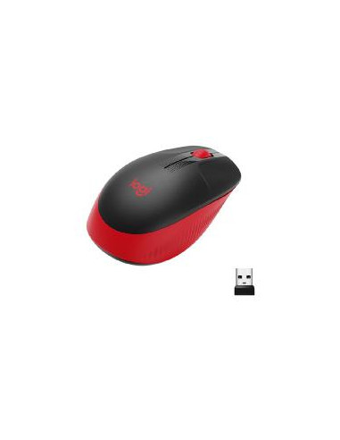 Mouse raton logitech m190 full size optico wireless inalambrico rojo