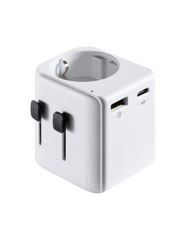 Enchufe universal viaje ewent ew1472 ue schuko a usa - uk - aus - china 1 x usb - 1 x usb tipo c