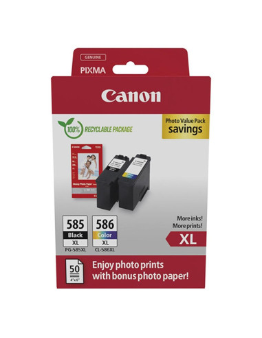Cartucho tinta canon pg 585xl + pg 586xl + papel fotografico