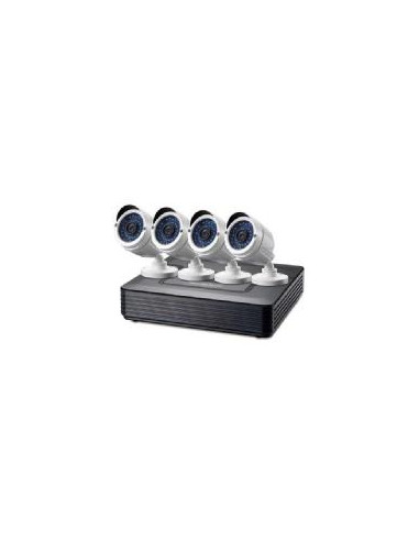 Kit videovigilancia 720p cctv level one 4 canales 4 camaras int - ext + grabador cables iluminacion led (sin hd)