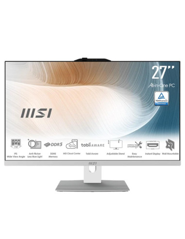 Ordenador all in one aio msi am272p - 834es i5 - 1235u 16gb ssd 512gb freedos 27pulgadas blanco