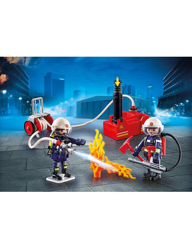 Playmobil ciudad accion -  bomberos con bomba de agua