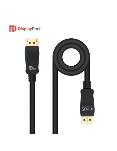 Cable nanocable displayport 1.4 certificado vesa dp - m - dp - m negro 2.0m