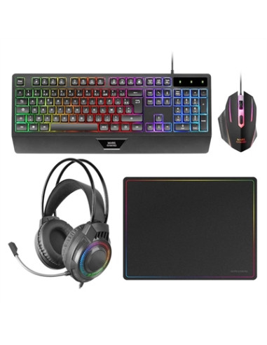 Kit mars gaming teclado + raton + alfombrilla + auricular