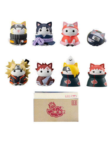 Set 8 figuras megahouse naruto shippuden nyaruto! battle vs akatsuki surtido