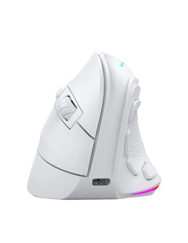 Mouse raton mars gaming ergonomico vertical.rgb inalambrico tri - mode blanco