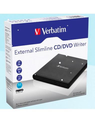 Regrabadora externa cd - dvd verbatim slimline usb 2.0