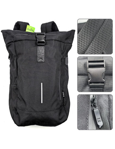 Mochila unisex ewent trendy roll para portatil 17.3 pulgadas negra