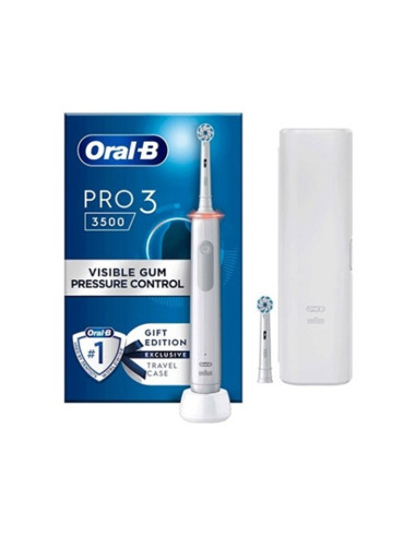 Cepillo dental electrico braun oral - b 3 pro 3 3500 wh blanco estuche -  temporizador -  tecnologia 3d -  360º