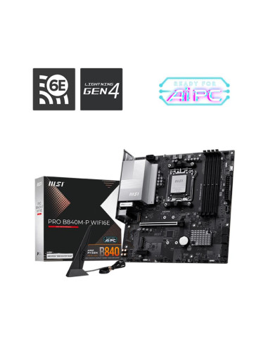 Placa base msi am5 pro b840m - p wifi6e ddr5 matx