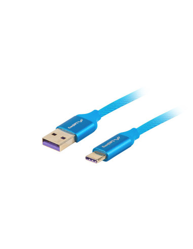 Cable usb lanberg 2.0 macho - usb tipo c macho 5a 1m azul