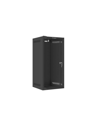 Armario lanberg mural rack 10 pulgadas 12u - 280x310 flat pack negro puerta cristal