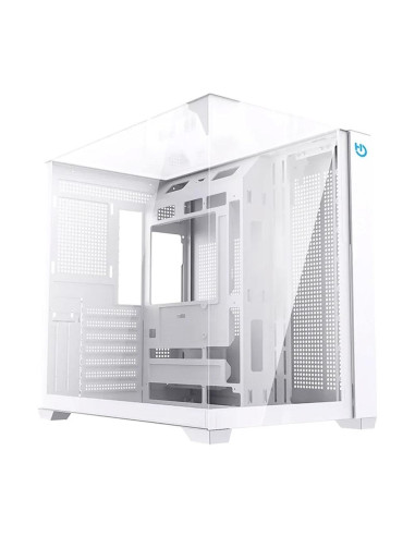 Caja ordenador gaming hiditec atx sky cristal templado blanco