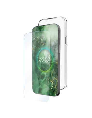 Carcasa myway para apple iphone 16 plus transparente + protector pantalla cristal templado