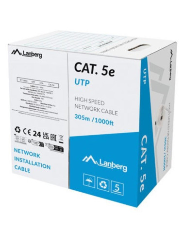 Bobina 1gb - s lanberg u - utp rj45 solido cca 305m gris