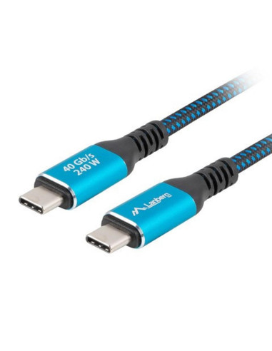 Cable usb tipo c 4.0 lanberg - macho - macho 240w - 8k - 60hz - 1.5m - azul