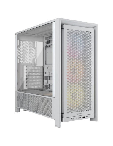 Caja ordenador gaming corsair frame 4000d rs atx argb cristal templado blanca