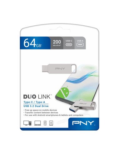Memoria usb 3.2 - usb tipo c pny duo link 64gb