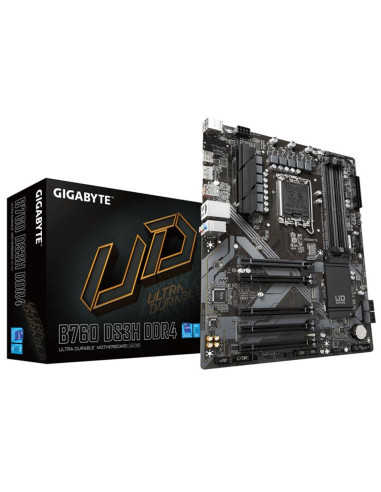 Placa base gigabyte b760 ds3h 1700 atx -  4 x ddr4 -  4 x sata -  1 x dp -  1 x hdmi -  4 x usb 2.0 -  1 x usb 3.2 -  1 x usb t