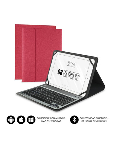 Funda + teclado subblim keytab pro para tablet 10.1pulgadas rojo