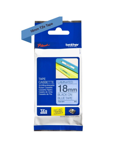 Cinta laminada brother tze541 18mm x 8m azul - negro