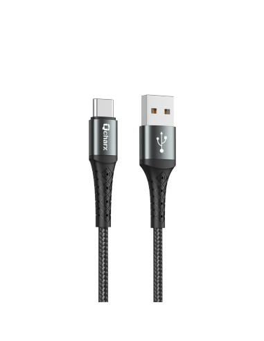 Cable qcharx lyon usb a tipo c 3a - 1 m - aleación de aluminio negro cordon metálico