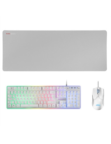 Kit teclado + raton mars gaming mcpxwpt rgb blanco + alfombrilla portugues