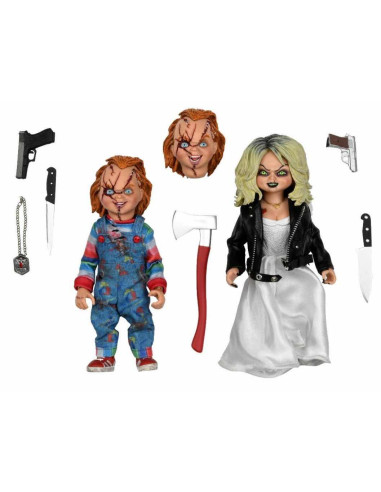 Pack 2 figuras bride of chucky chucky & tiffany 20 cm