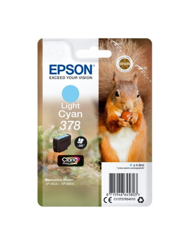 Cartucho tinta epson c13t37854010 singlepack light cyan 378 claria photo hd ink xp - 8500 ardilla